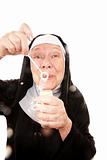 Funny Nun Blowing Bubbles