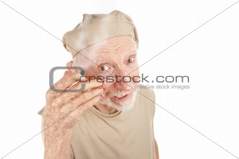 Ragged senior man with cigarette