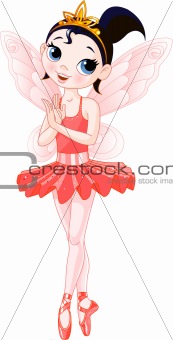 (Rainbow colors ballerinas series). Red Ballerina