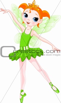 (Rainbow colors ballerinas series). Green Ballerina