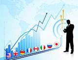Businessman on chart background with Graph