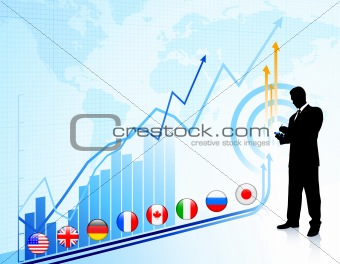 Businessman on chart background with Graph