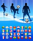 Soccer Team on Abstract Blue Background