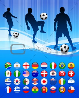 Soccer Team on Abstract Blue Background