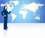 Businesswoman with world map
