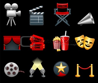 Film and movies industry icon collection