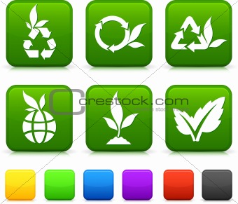 Nature Environment icons on square internet buttons
