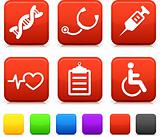 Medical Icons on Square Internet Buttons