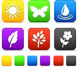 Nature Environment icons on square internet buttons