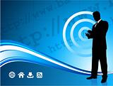 Wireless internet background with modern businessman