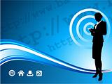 Wireless internet background with modern businesswoman