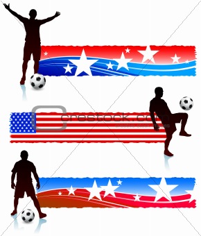 Soccer Players with Patriotic Banners