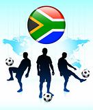 South Africa Flag Icon on Internet Button with Soccer Team