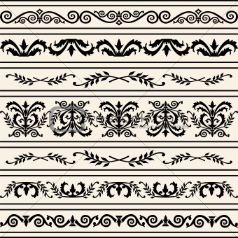 Set of floral vector borders