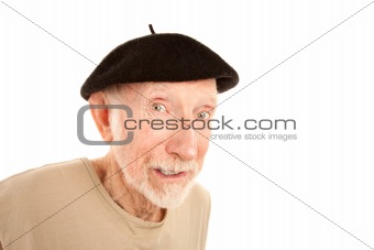 Senior man in black beret