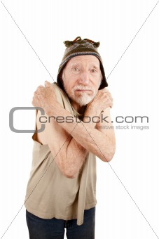 Elderly man in knit cap