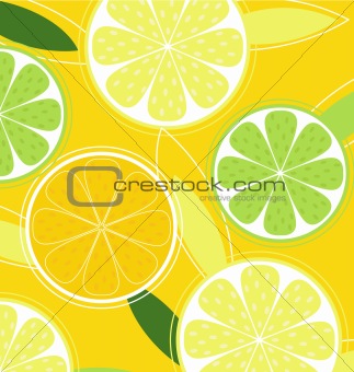 Citrus fruit background vector - Lemon, Lime and Orange