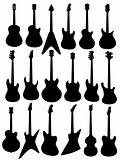 Silhouettes of guitars