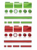 Green and red web button set