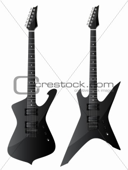 Electric guitars isolated on white