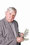 Elderly man considers money