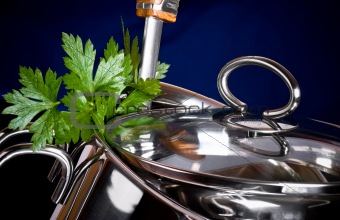 A stainless pan