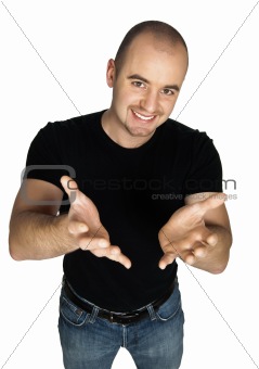 man offer hands gesture