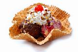 waffle basket with ice-cream