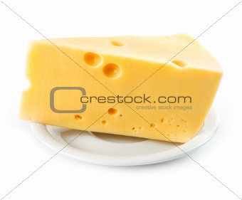 piece of yellow cheese isolated on white
