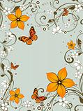 Floral background with btterflies.