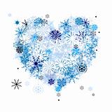 I like winter! Heart shape of snowflakes
