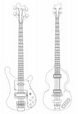 Isolated image of vintage bass guitars