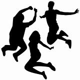 Jump Silhouettes. 3 Friends Jumping.