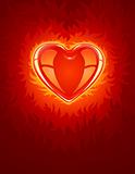 red burning love heart