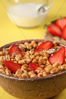 Honey cereals with strawberries