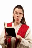 Female pastor finding something shocking in the Bible