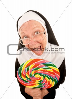 Funny Nun with Lollipop