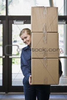 Young Man Delivering Boxes