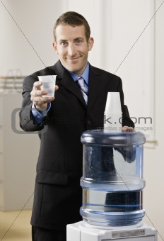 Businessman at Water Cooler