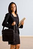 African businesswoman with briefcase