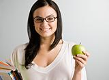 Woman holding apple