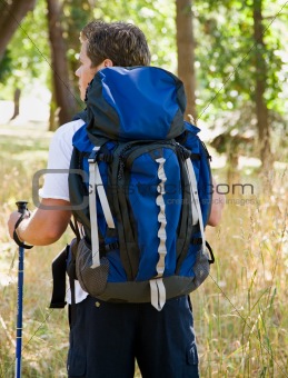 Man hiking with backpack