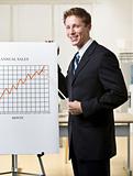 Businessman pointing to chart