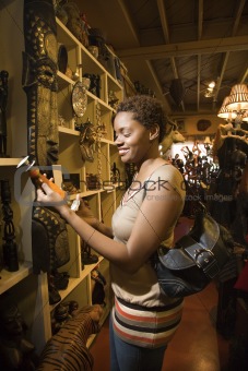 Young African American Woman Browsing in a Store