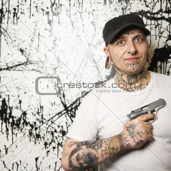 Man holding gun.