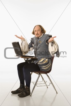 Shakespeare with laptop.
