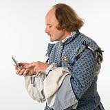 Shakespeare using cell phone.