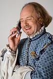 Shakespeare talking on  phone.