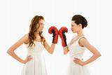Brides with boxing gloves.