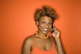 African-American woman portrait with cellphone.
